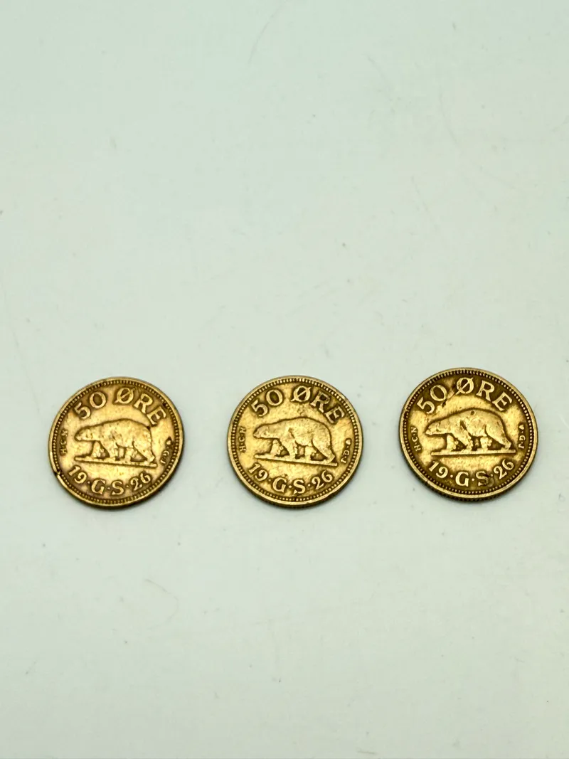 3 grønlandske 50 ører fra 1926