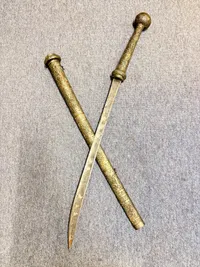 ANTIQUE BURMESE DHA TEMPLE SWORD WITH SCABBARD, ORIGINAL