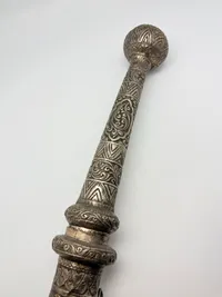 ANTIQUE BURMESE DHA TEMPLE SWORD WITH SCABBARD, ORIGINAL