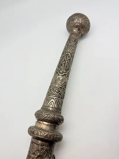 ANTIQUE BURMESE DHA TEMPLE SWORD WITH SCABBARD, ORIGINAL