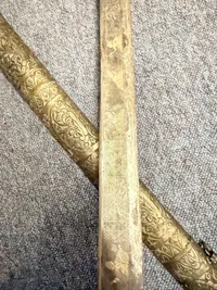 ANTIQUE BURMESE DHA TEMPLE SWORD WITH SCABBARD, ORIGINAL