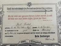 Originalt tysk konfirmations bevis fra 1916