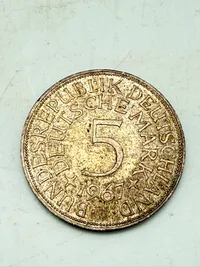 Tysk 5 mark sølv, 11 gram 0.625 lødighed