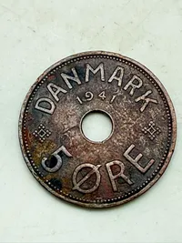 Færøsk 5 øre, lavet under besættelsen af Danmark