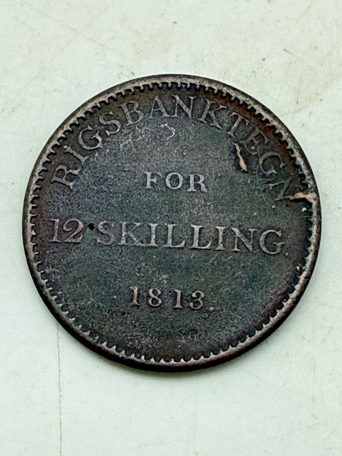 Rigsbanktegn for 12 skilling 1813