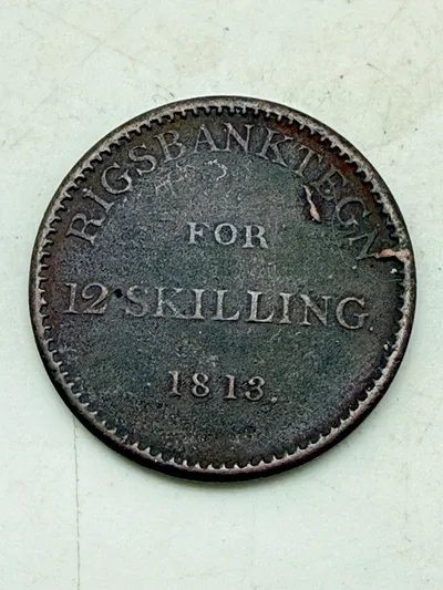 Rigsbanktegn for 12 skilling 1813