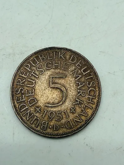 Tysk 5 mark sølv, 11 gram 0.625 lødighed
