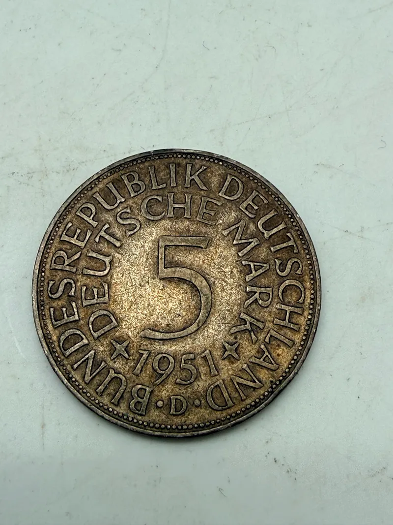 Tysk 5 mark sølv, 11 gram 0.625 lødighed