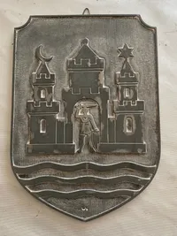 Stort original plakette med Københavns byvåben - lavet af jern