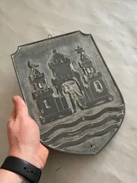 Stort original plakette med Københavns byvåben - lavet af jern