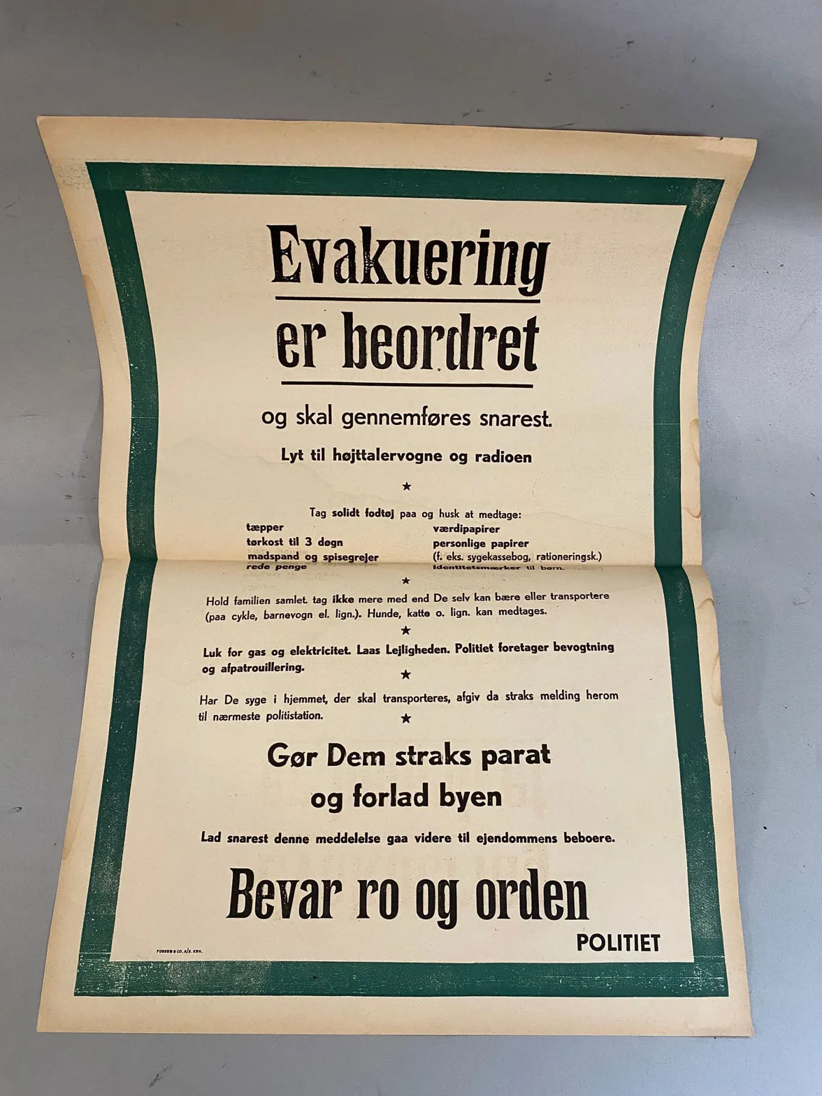 Original dansk evakueringsplakat