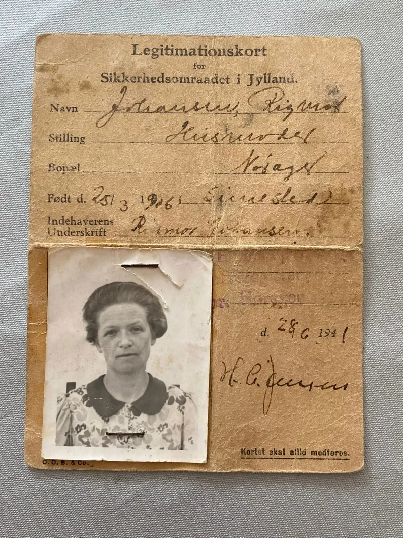Originalt ww2 legitimationskort for sikkehedsrådet i Jylland