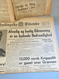 Samling originale danske befrielses aviser fra maj dagene 1945
