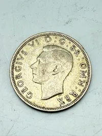 Engelsk half crown 1942 i sølv, 14 gram 0.500 lødighed