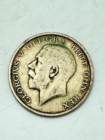 Engelsk half crown 1920 i sølv, 14 gram 0.500 lødighed