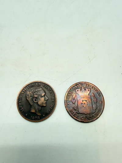 Spanske 10 centimos 1878 og 1879