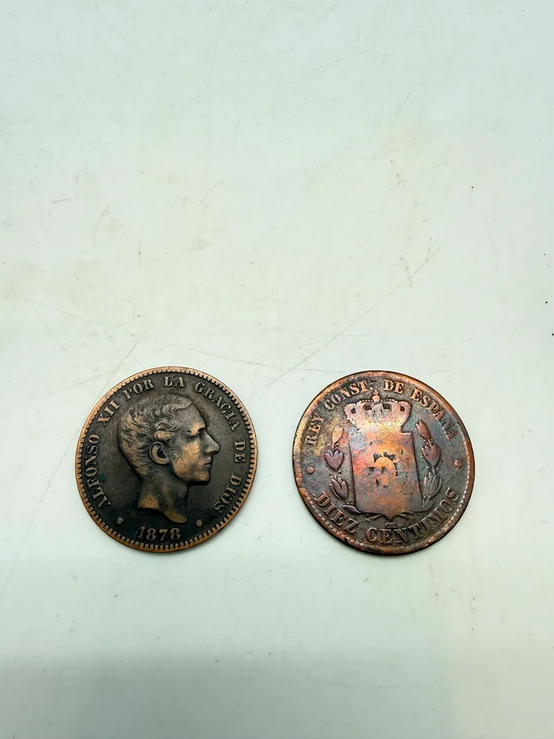 Spanske 10 centimos 1878 og 1879