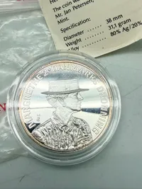 200 kr. i sølv, dronning Margrethes 50-års fødselsdag 1990, 31 gram 0.999 lødighed
