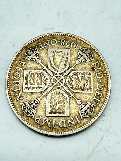 Engelsk florin 1928 i sølv, 11 gram 0.500 lødighed