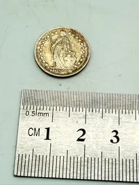 Schweizisk halvfrank 1942 i sølv, 2,5 gram 0.835 lødighed