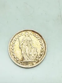 Schweizisk halvfrank 1942 i sølv, 2,5 gram 0.835 lødighed