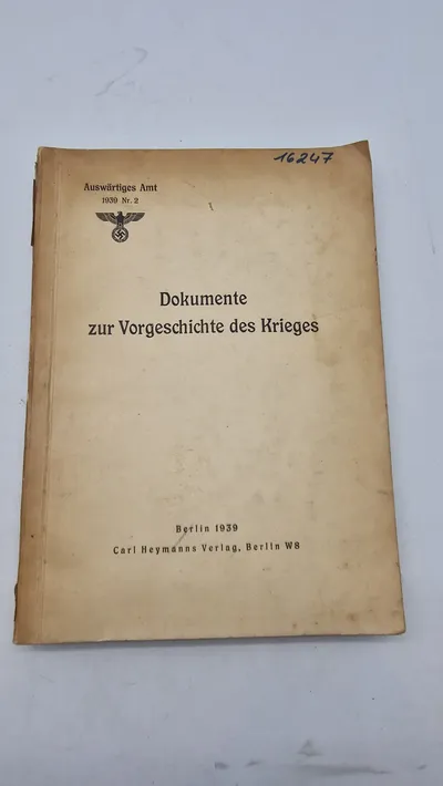 Tysk bog fra 1939 om historien op til krigen
