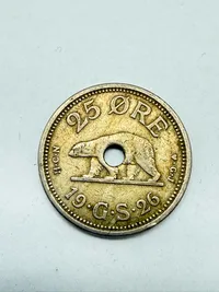 Grønland 25 øre 1926 sjælden huludgave