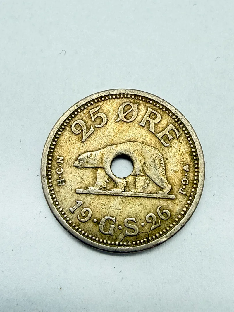 Grønland 25 øre 1926 sjælden huludgave