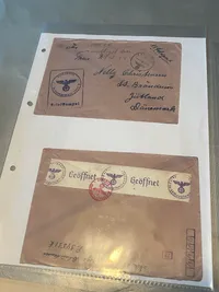 Originalt Frikorps Danmark/reg. 24 kuvert lot Asger Christensen. 
6 tomme SS kuverter og 4 SS Kopi fotos
August 1942-April 1944