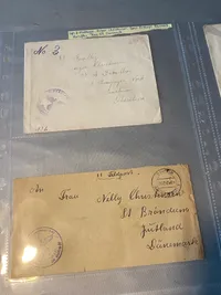 Originalt Frikorps Danmark/reg. 24 kuvert lot Asger Christensen. 
6 tomme SS kuverter og 4 SS Kopi fotos
August 1942-April 1944