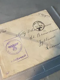 Originalt Frikorps Danmark/reg. 24 kuvert lot Asger Christensen. 
6 tomme SS kuverter og 4 SS Kopi fotos
August 1942-April 1944