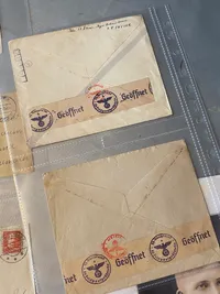 Originalt Frikorps Danmark/reg. 24 kuvert lot Asger Christensen. 
6 tomme SS kuverter og 4 SS Kopi fotos
August 1942-April 1944