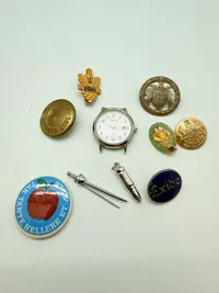 Samling pins, ur mm.
