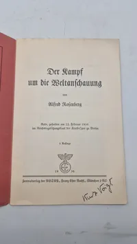Tysk trykt tale fra 1934, kampen for verdensbilledet