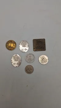 Samling tokens og mønter