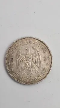 5 reichsmark 1935 i sølv, 14 gram lødighed 0.900