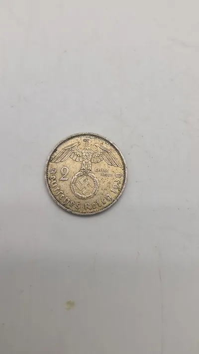 2 reichsmark 1939 i sølv, 8 gram lødighed 0.625