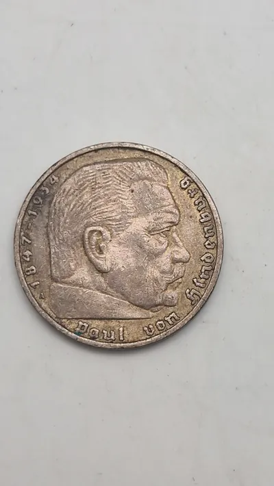 5 reichsmark 1936 i sølv, 14 gram lødighed 0.900
