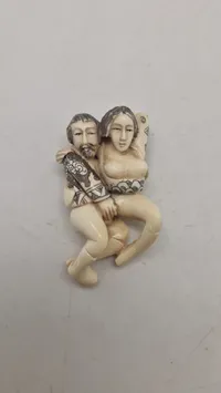 Antik JAPANESE HAND CARVED EROTIC NETSUKE FIGURES EDO / MEIJI PERIODE