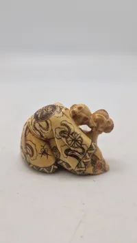 Antik JAPANESE HAND CARVED EROTIC NETSUKE FIGURES EDO / MEIJI PERIODE