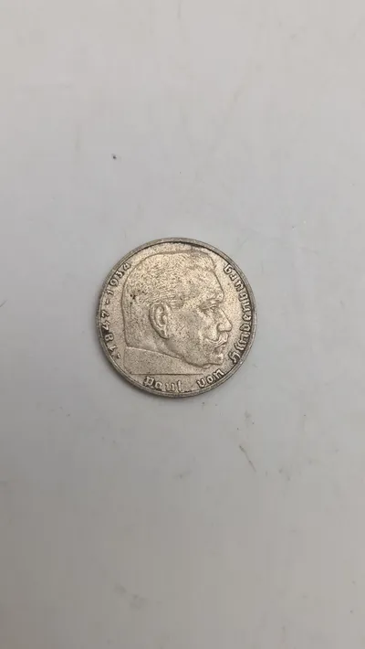 2 reichsmark 1937 i sølv, 8 gram lødighed 0.625