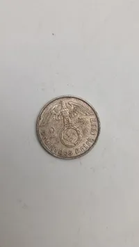 2 reichsmark 1937 i sølv, 8 gram lødighed 0.625