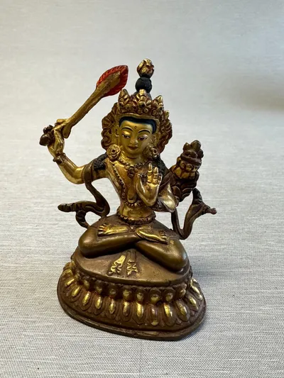 Original Kinesisk Manjushri bronze figur, velfremstillet