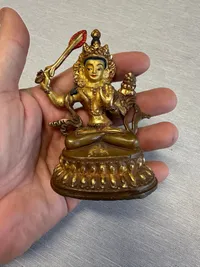 Original Kinesisk Manjushri bronze figur, velfremstillet