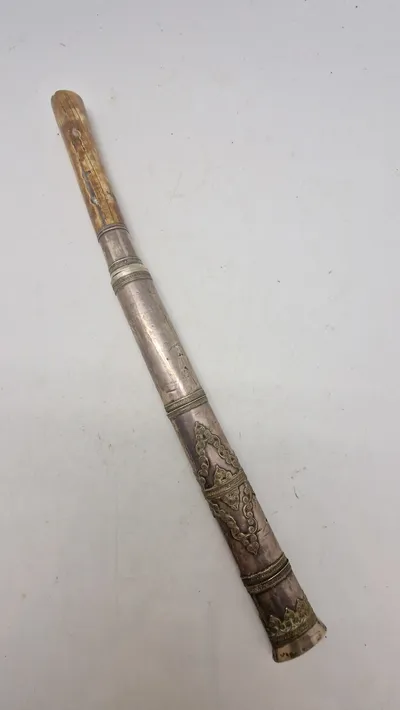 RARE & SUPERB DAGGER / SABER KNOWN AS ''DHA'', BURMA MYANMAR, SILVER, 19TH CENTURY, ORIGINAL