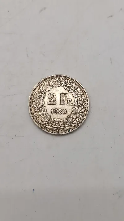 1939 Switzerland 2 Francs Silver Coin - Helvetia Standing Type