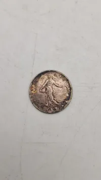 1915 French 1 Franc Coin, Sower Design