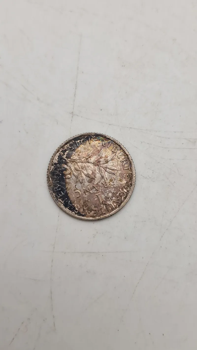1915 French 1 Franc Coin, Sower Design