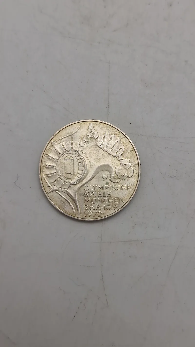 1972 West Germany 10 Deutsche Mark Silver Coin - Munich Olympics