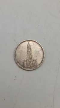 1935 German Weimar Republic 5 Reichsmark Silver Coin featuring Potsdam Garrison Church